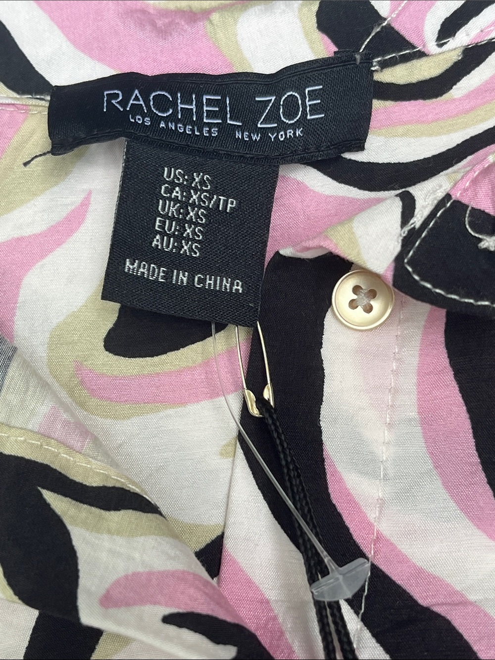 Rachel Zoe Swirl Print Blouse in Pink & Black Size XS (Runs Big) NWT - Picture 7 of 8